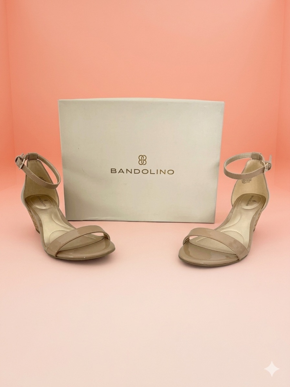Bandolino Neutral Tan Open-Toe Ankle-Strap Heels
